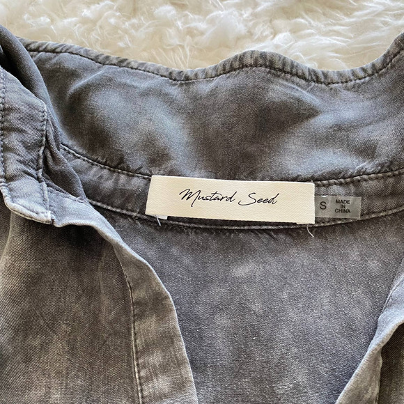 NWOT Mustard Seed Mineral Wash Collared Short Sleeve Top Dolman Size Small - Picture 4 of 9